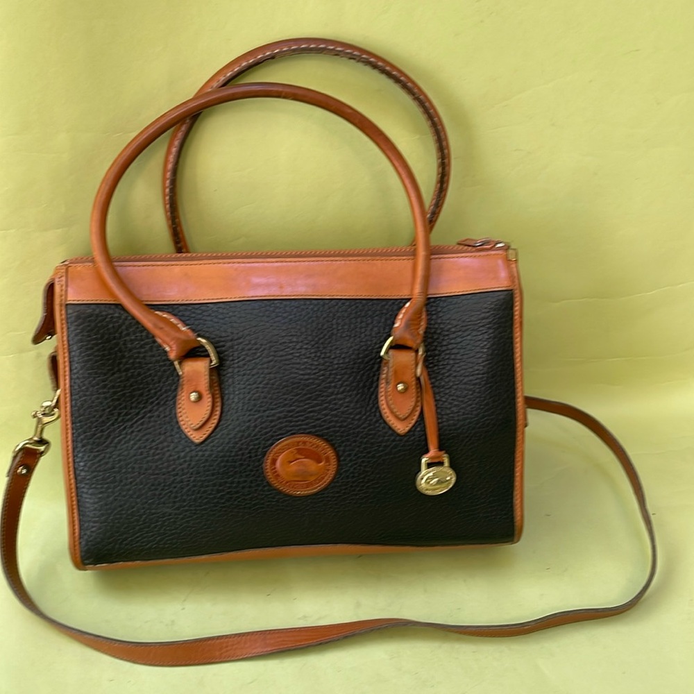 Vintage black/orange Dooney & Bourke pebbled leather crossbody bag
